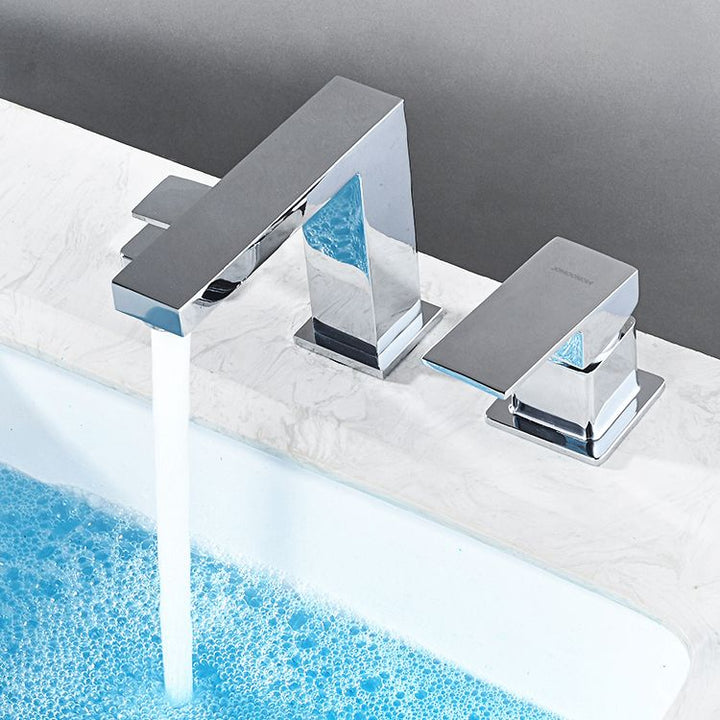 Lisslune | Contemporary Bath Faucet Trim Deck Mounted Low Arc Bathroom Faucet