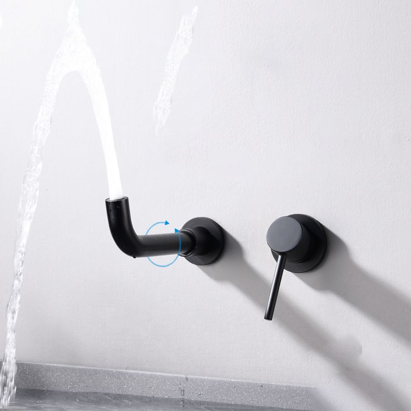 Lisslune | Round Single Lever Bathroom Faucet 2-Hole Wall Mounted Bathroom Faucet with Swivel Spout