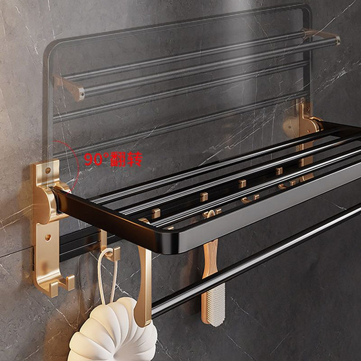 Lisslune | Black and Brass Bathroom Hardware Set Modern Stainless Steel Bathroom Shelf/Towel Holder/Paper Holder