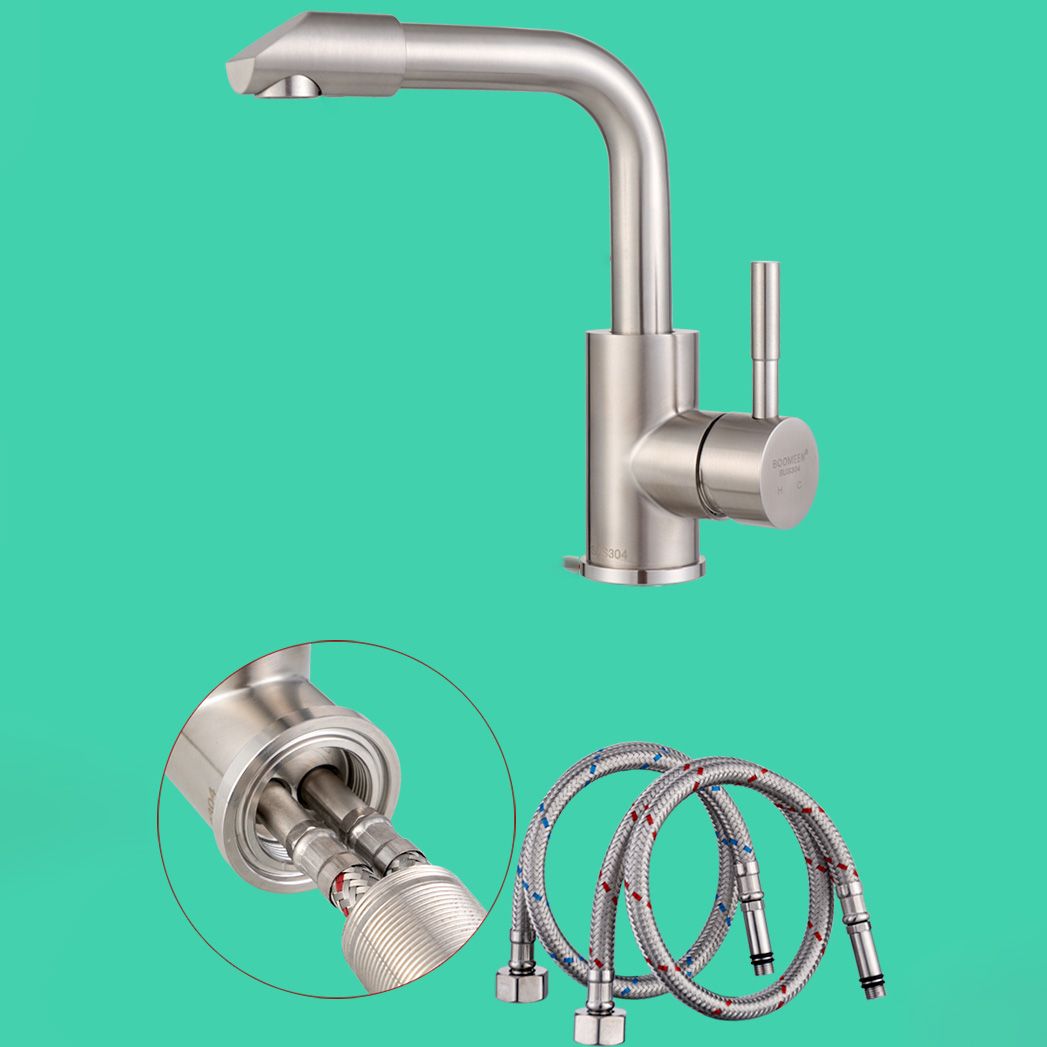 Lisslune | Swivel Spout Bathroom Faucet Contemporary Design Vessel Faucet with Stainless Steel