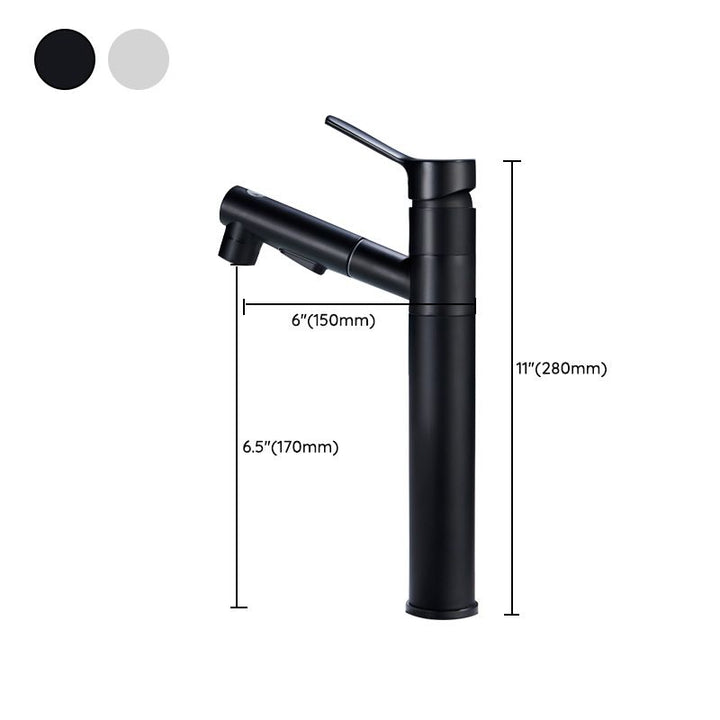 Lisslune | Bathroom faucet with pull-out lever handle single-hole sink faucet