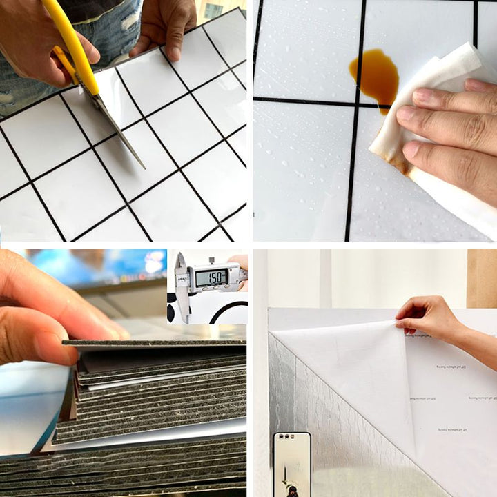 Lisslune | PVC Rectangular 10 Pack 12" X 23" Peel & Stick Mosaic Tile Kitchen and Bathroom