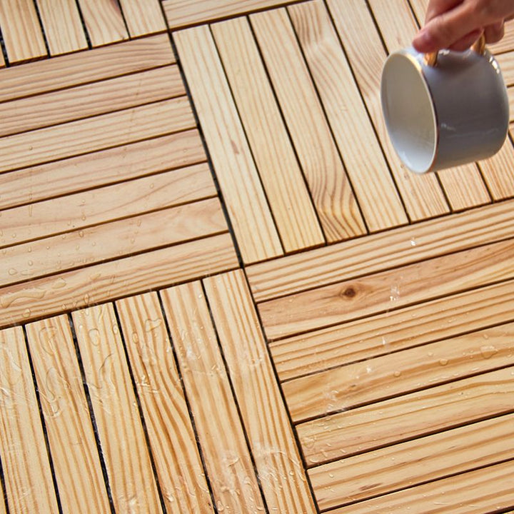 Lisslune | 7-Slat Square Wood Terrace Tiles Laying Pattern Outdoor Terrace Tiles
