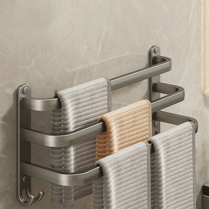 Lisslune | 2-piece modern bathroom accessory set in matte grey aluminum towel rail