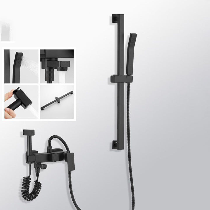 Lisslune | Black Wall-Mounted Shower Head Combo Modern Metal Shower System