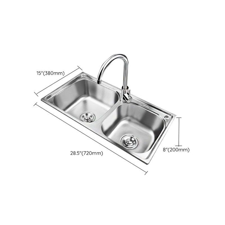 Lisslune | Classic Style Kitchen Sink Stainless Steel Kitchen Sink with Drainage Hole Kit
