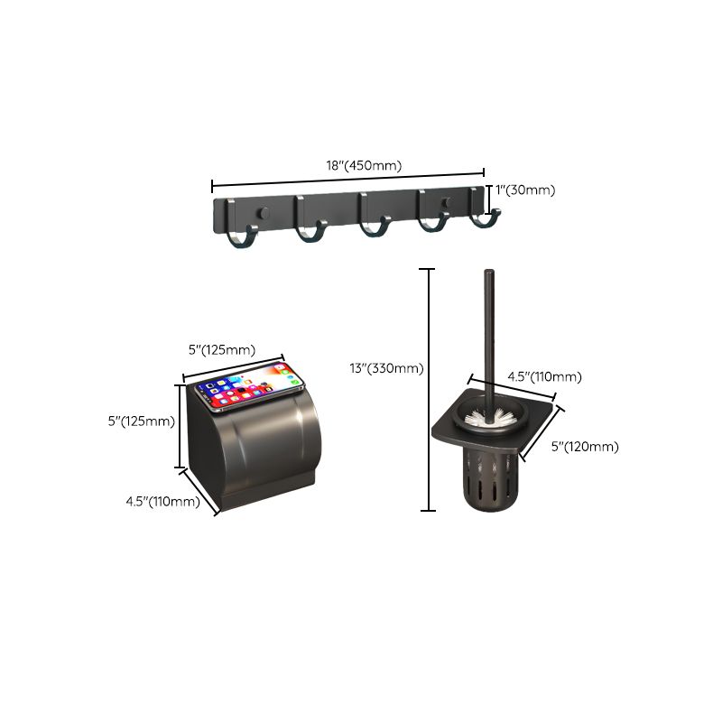 Lisslune | Modern Bathroom Hardware Set Matte Black Metal Bathroom Accessories Kit
