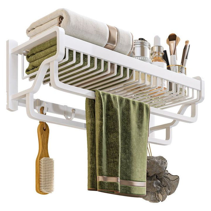 Lisslune | Modern Bathroom Accessories Set in White with Bath Shelf/Towel Bar/Bath Towel Hooks