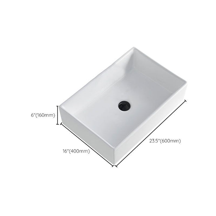 Lisslune | Contemporary Bathroom Sink Porcelain Rectangular Vessel Sink Sink Only
