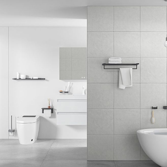 Lisslune | Gray contemporary bathroom accessory set Brushed gray bathroom shelf/paper holder/towel bar