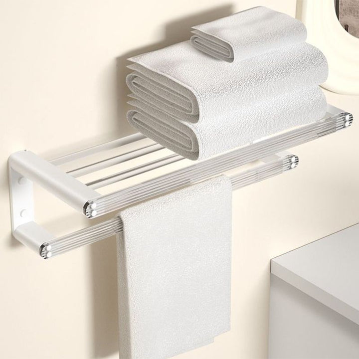 Lisslune | White & Clear Acrylic Bath Accessory Set with Towel Holder/Paper Holder/Bathrobe Hook