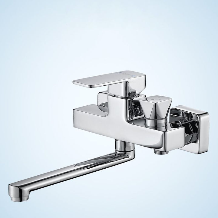 Lisslune | Wall Mounted Bathtub Faucet Trim Polished Chrome Swivel Spout with Hand Shower