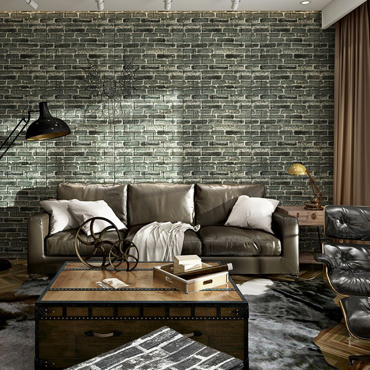 Lisslune | Industrial Wall Panel 3D Brick Wall Panels Waterproof Stickers Wall Tiles Set of 10
