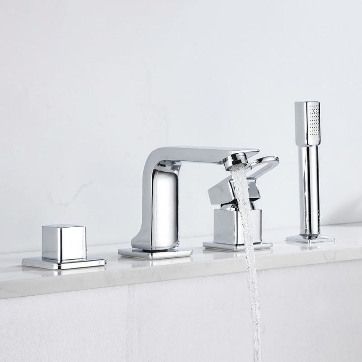 Lisslune | Wall Mounted Faucet Brass Lever Handle Bathroom Faucet Hand Shower
