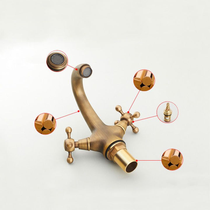 Lisslune | Vintage Widespread Bathroom Faucet Industrial Cross Handles Sink Faucet
