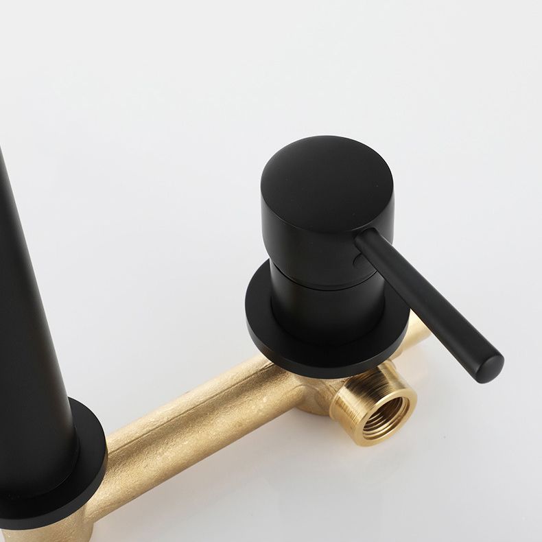 Lisslune | Industrial Sink Faucet Brass Lever Handles Low Arc Wall Mounted Bathroom Faucet