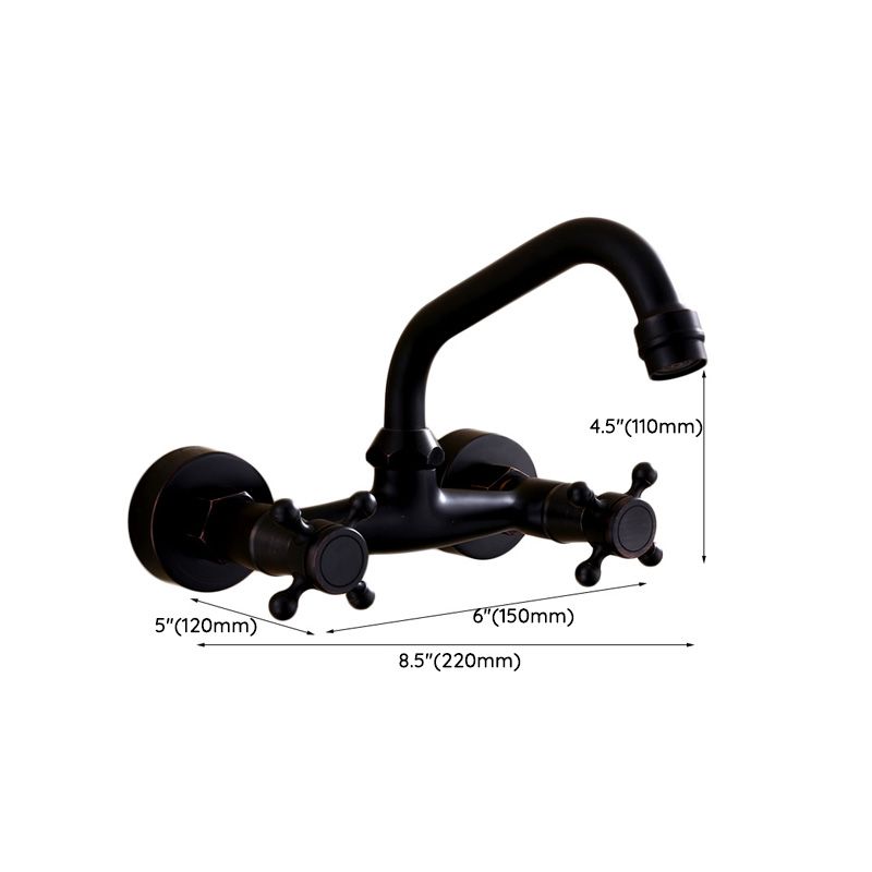 Lisslune | Black Wall-Mounted Bathroom Faucet American Classic Widespread Sink Faucet