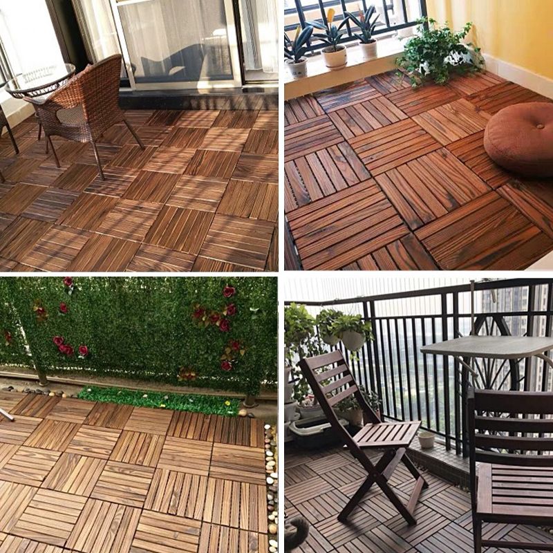 Lisslune | Farmhouse Square Tile Floor Brown Pine Wood for Patio Garden