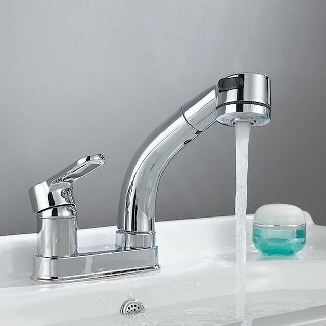 Lisslune | Modern Style Sink Faucet Copper Handle Low Arch Pull-out Sink Faucet