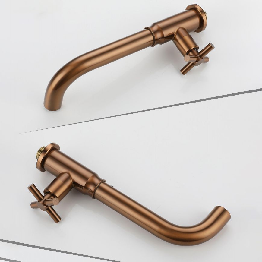 Lisslune | Contemporary Vessel Water Faucet Stainless Steel Cross Handles Wall Mounted Bathroom Faucet