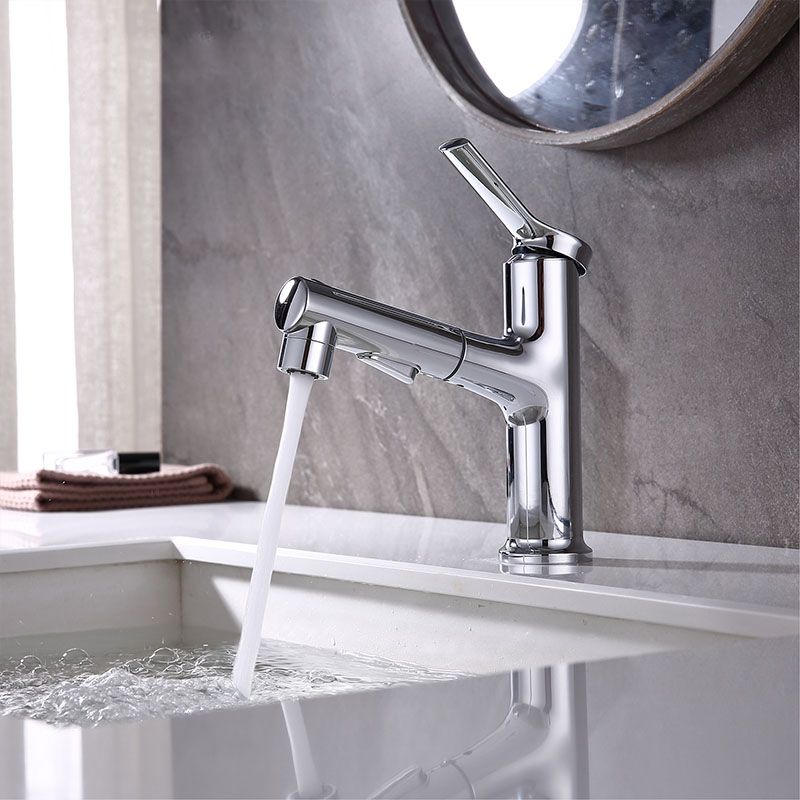Lisslune | Contemporary Single Handle Faucet Pull Out Kitchen Faucet with Lever Handle