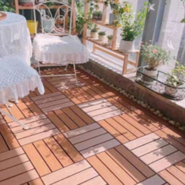 Lisslune | Square Engineer Wooden Floor Water Repellent Smooth Tile for Patio Garden