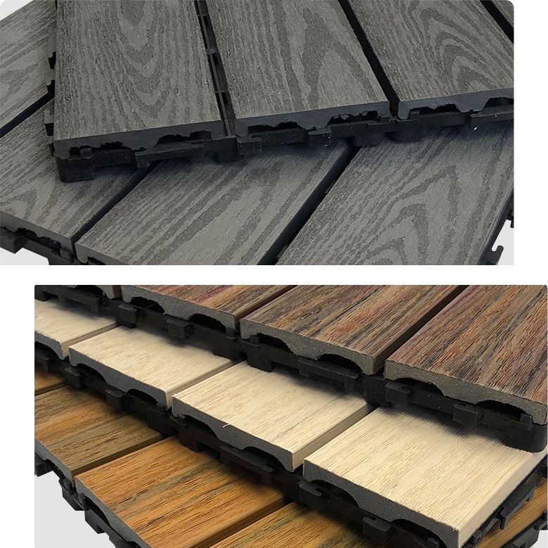 Lisslune | Composite Square Patio Tiles Interlocking Striped Pattern Patio Floor Tiles