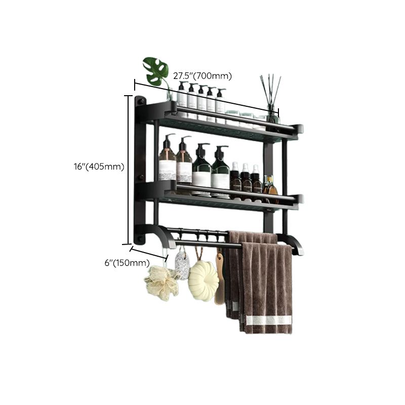 Lisslune | Modern Black Bathroom Accessories Stainless Steel Fitting Set Bathroom Shelf