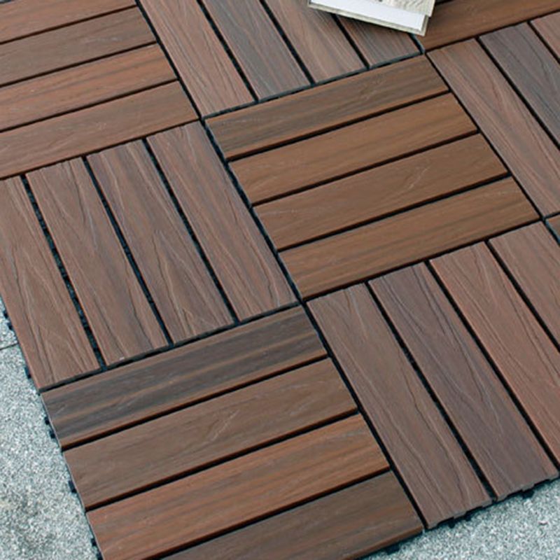 Lisslune | 12" X 12" 4-Slat Square PVC Floor Tiles Snap-Fit Installation Floor Tiles