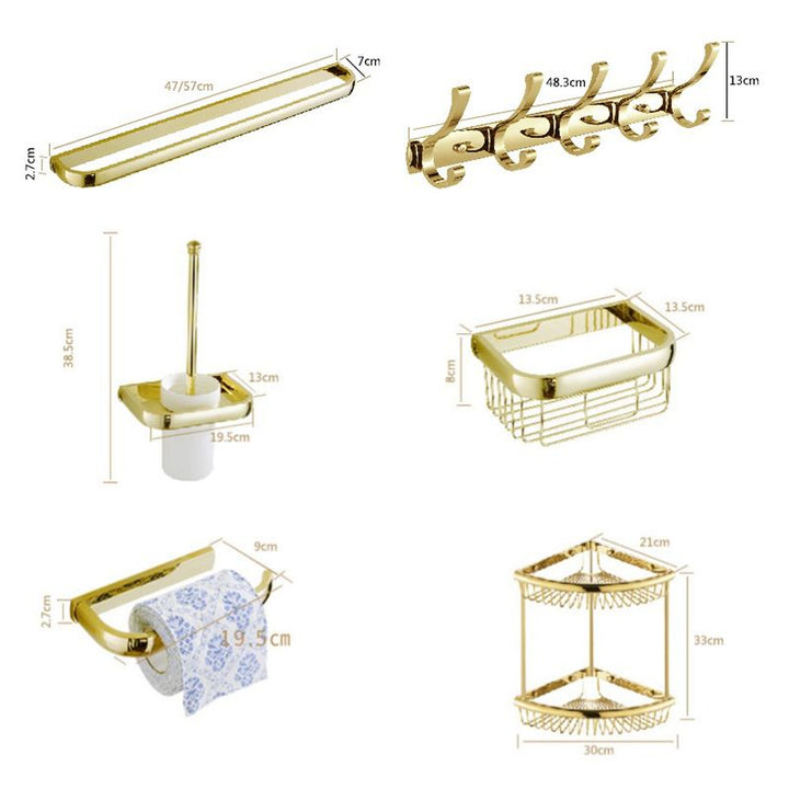 Lisslune | Chrome/Gold Bathroom Accessory Set Modern Metal Bathroom Hardware Set