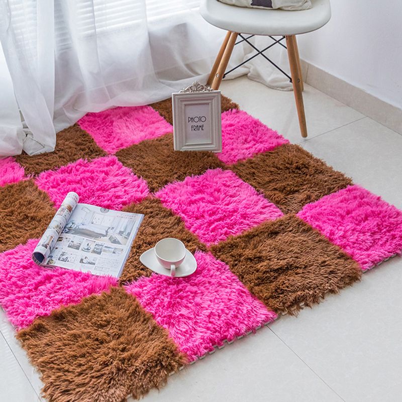 Lisslune | Modern Carpet Tiles Interlocking Color Block Shag Carpet Tiles