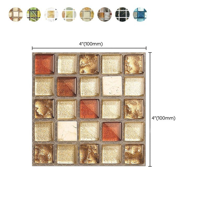 Lisslune | PVC Square Peel & Stick Mosaic Tile Multicolored Backsplash & Wall Tile