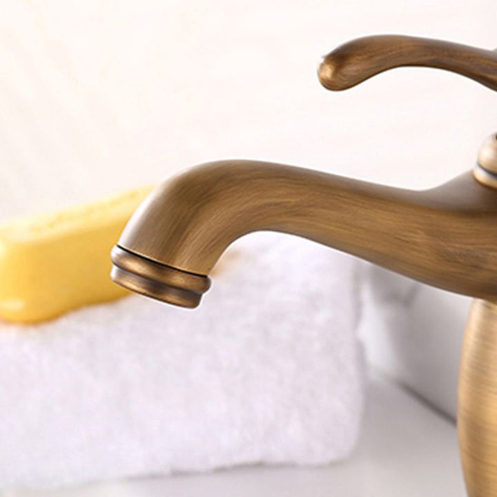 Lisslune | Vintage Classic Vessel Faucet Lever Handle Low Arc Vessel Sink Bathroom Faucet