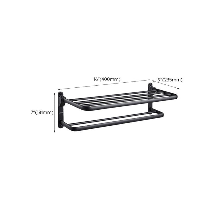 Lisslune | Contemporary bathroom accessory set with black surface and bath shelf/towel bar
