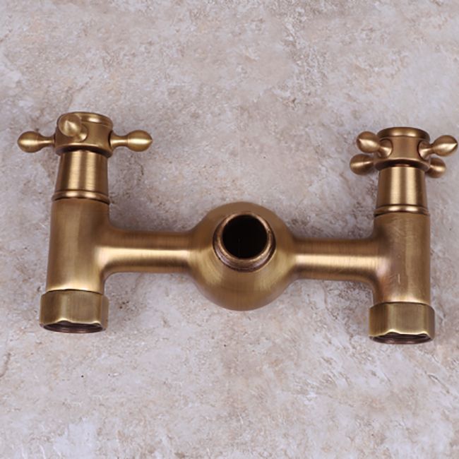 Lisslune | Vintage Bathtub Faucet Two Cross Handle Faucet Solid Copper Wall Mounted Faucet