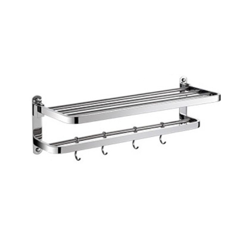 Lisslune | Polished Chrome Modern Bathroom Accessory Set in Stainless Steel with Bath Shelf/Towel Rail