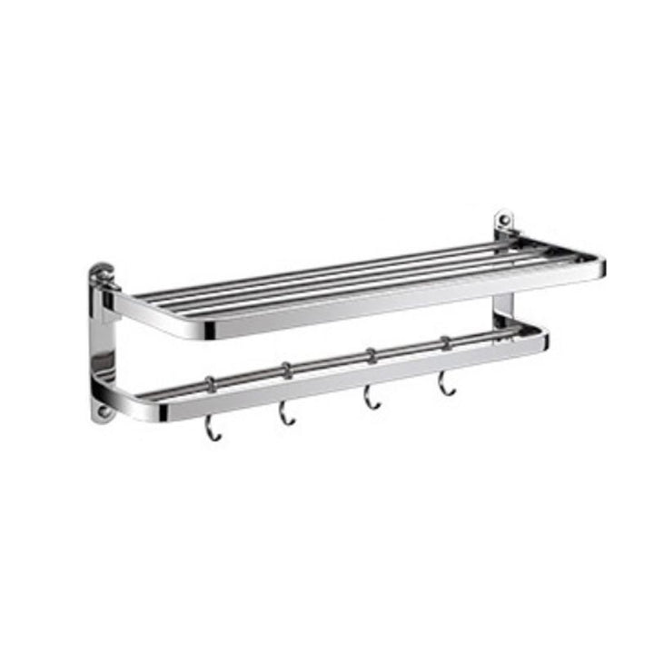 Lisslune | Polished Chrome Modern Bathroom Accessory Set in Stainless Steel with Bath Shelf/Towel Rail