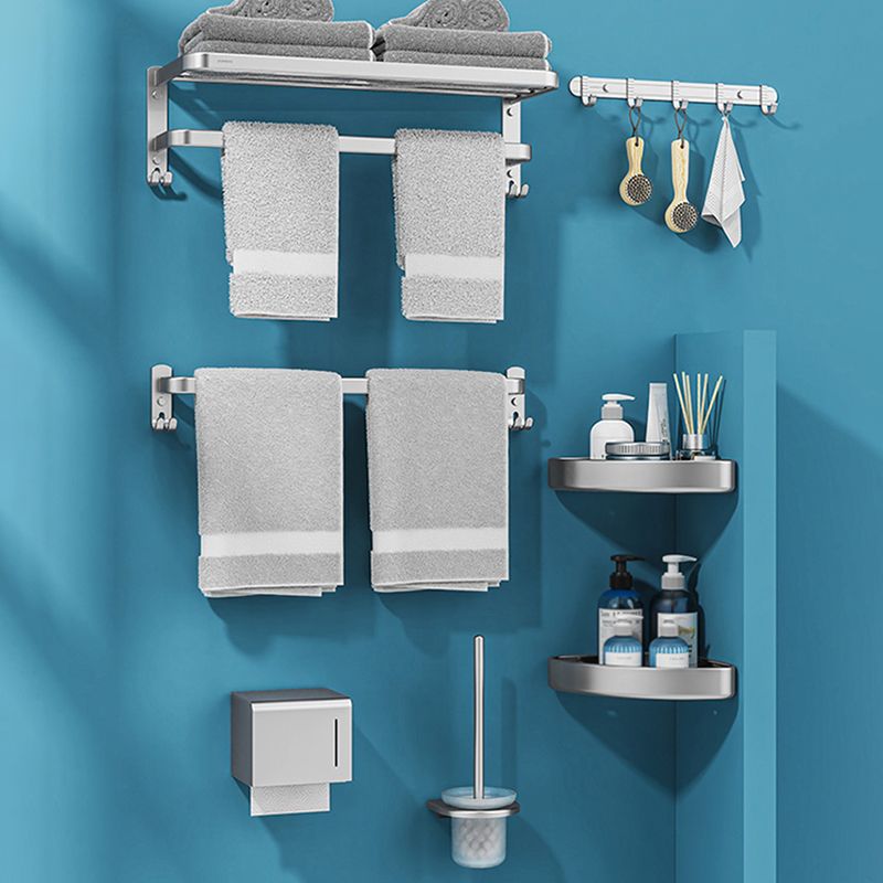 Lisslune | Minimalism Gray Bathroom Accessories Set Contemporary Style Aluminum Towel Holder
