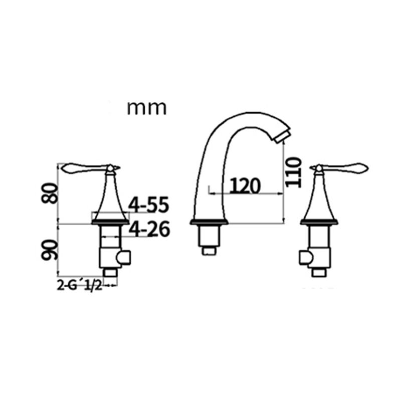 Lisslune | Traditional Style Roman Tub Faucet Copper Wall Mounted Roman Tub Faucet