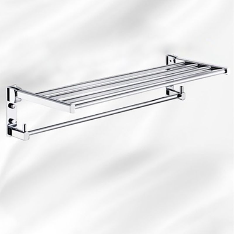 Lisslune | Polished Chrome Modern Bathroom Accessory Set Silver Towel Holder/Bath Shelf