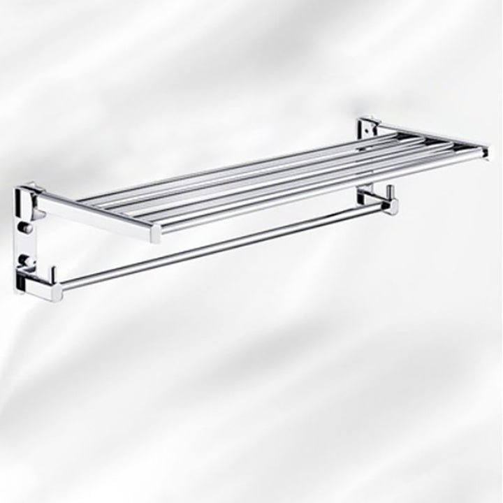 Lisslune | Polished Chrome Modern Bathroom Accessory Set Silver Towel Holder/Bath Shelf