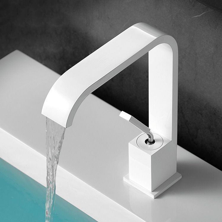 Lisslune | Waterfall Spout Widespread Sink Faucet Modern Metal Widespread Basin Faucet