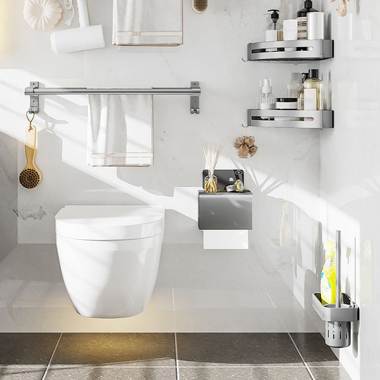 Lisslune | Modern Metal Bathroom Accessory Set Polished Silver Bathroom Shelf/Paper Holder/Roben Hook