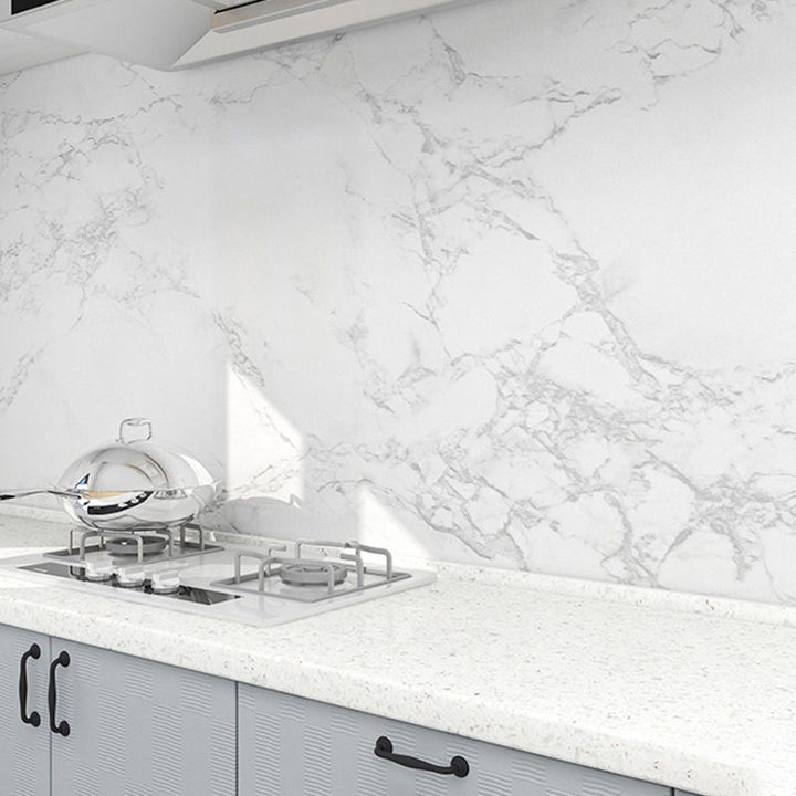 Lisslune | Modern Splash Guard Tile Waterproof Marble Print Peel and Stick Tile for the Kitchen