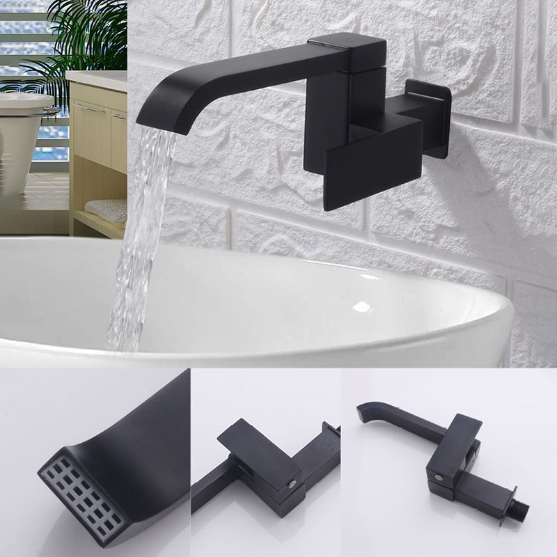 Lisslune | Contemporary Wall Mounted Bathroom Faucet Lever Handles Low Arc Swivel Brass Tap