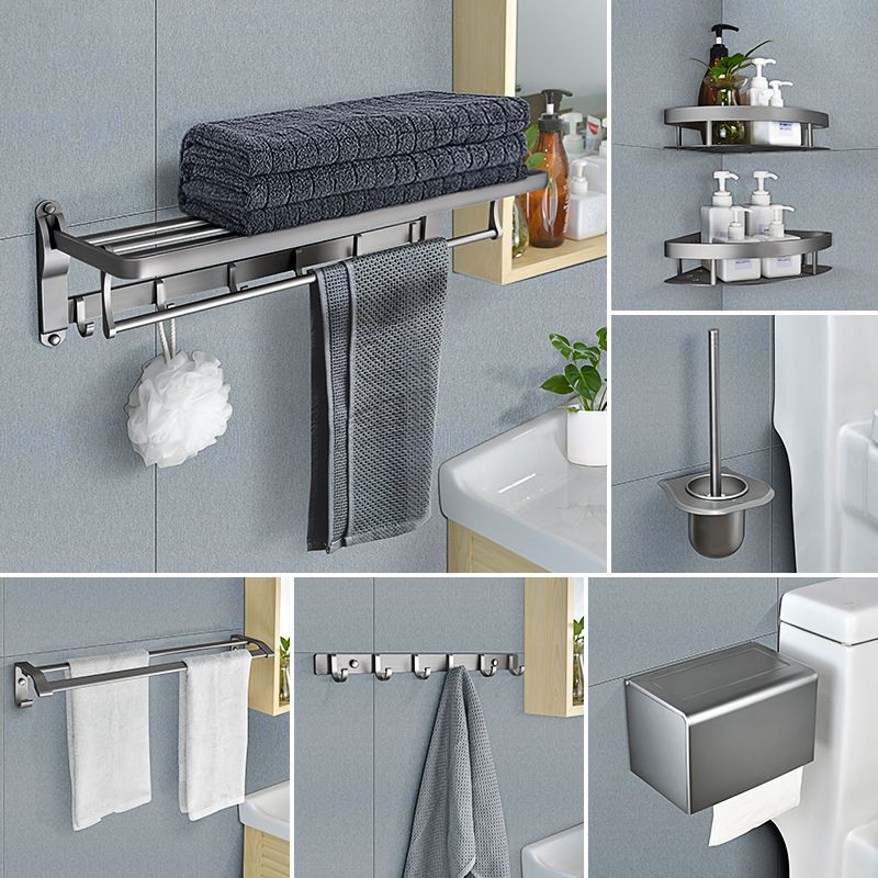 Lisslune | Contemporary Metal 5-piece Bathroom Accessories Set with Bath Shelf