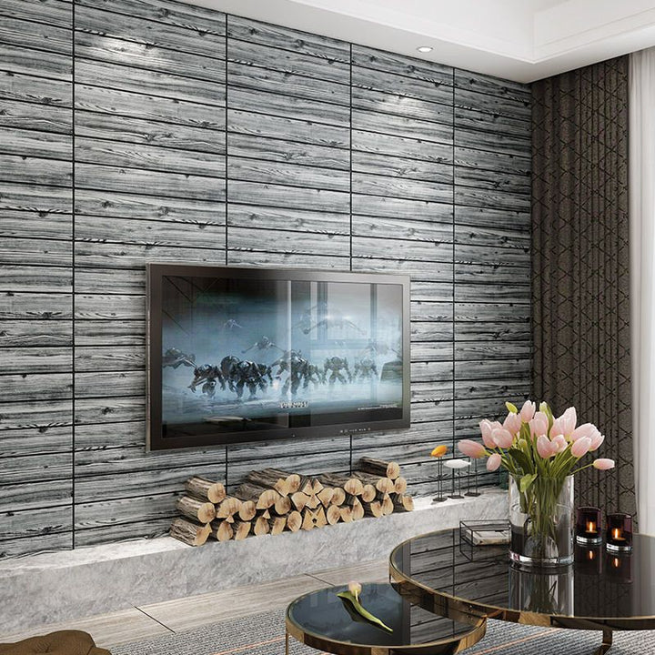 Lisslune | Modern Tin Wall Paneling Smooth Wall Ceiling Wood Plank Set of 6