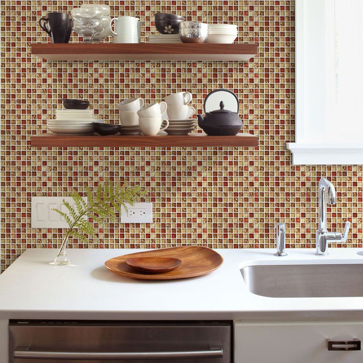 Lisslune | Peel and Stick Mosaic Tile Waterproof Square Peel and Stick Tile for the Kitchen 20-Pack