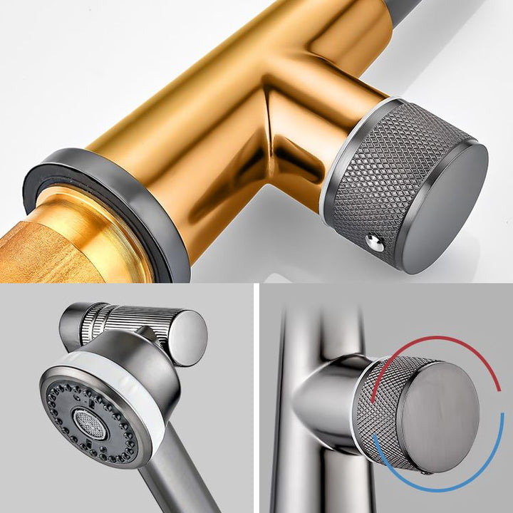 Lisslune | Knob Handle Widespread Bathroom Faucet Industrial Sink Faucet
