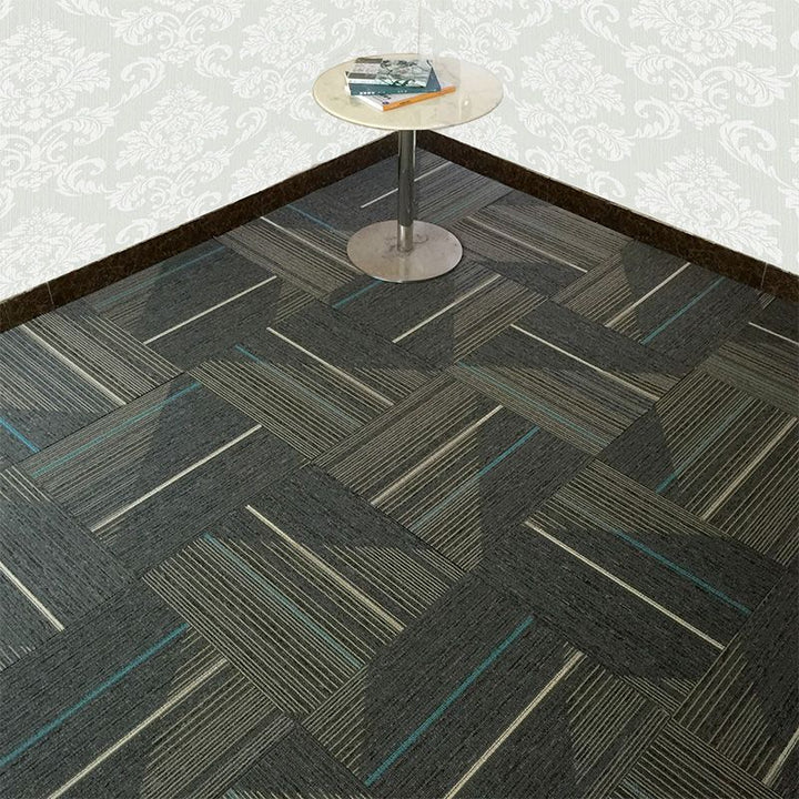 Lisslune | Dark Color Level Loop Carpet Tile Non-Slip Self-Adhesive Indoor Office Carpet Tiles
